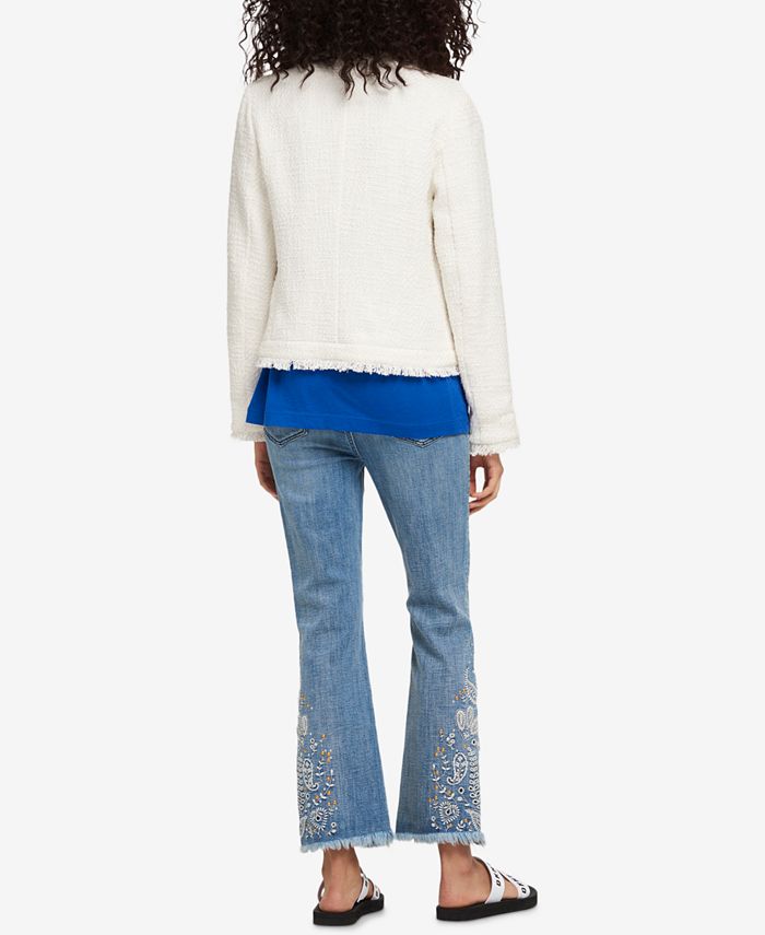 DKNY Cotton Tweed Fringe Jacket, Created for Macy's - Macy's