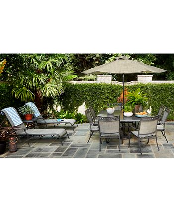 Agio - Vintage II Outdoor Cast Aluminum 9-Pc. Dining Set (64" x 64" Table & 8 Sling Dining Chairs), Created for Macy's