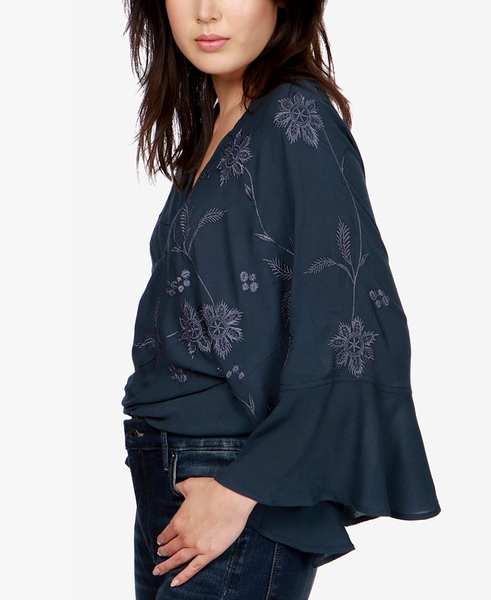Lucky Brand Embroidered Wrap Top & Reviews - Tops - Women - Macy's