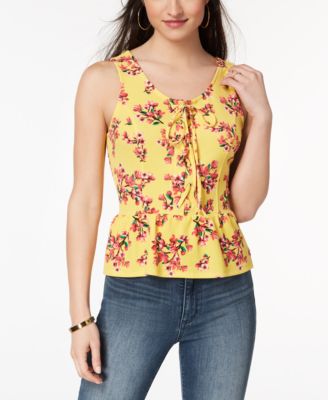 XOXO - Juniors' Lace-Up Peplum Top