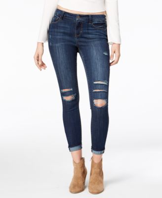 American Rag - Juniors' Ripped Cuffed Skinny Ankle Jeans