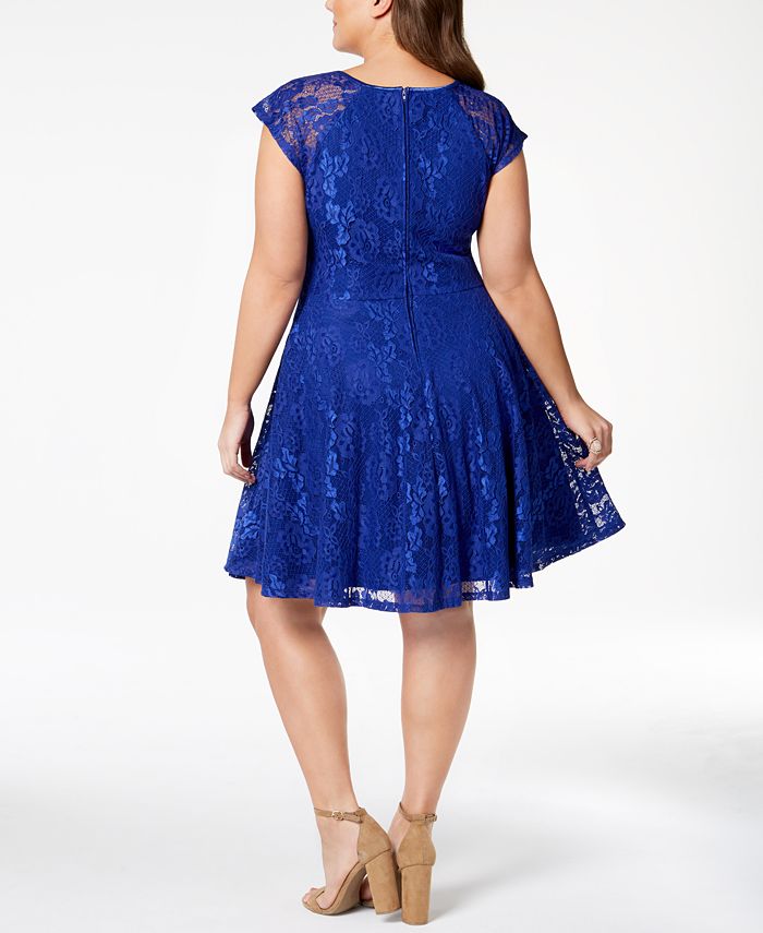 City Studios Trendy Plus Size Illusion-Sleeve Lace Dress - Macy's