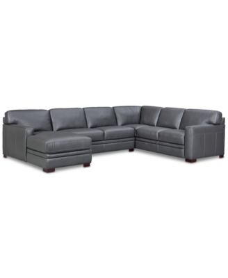 Avenell 137" 3-Pc. Leather Sectional with Chaise, Created for Macy's