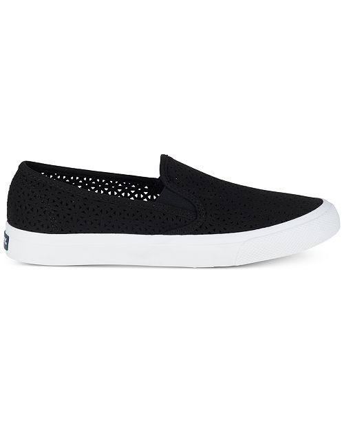 sperry perforated slip on sneakers