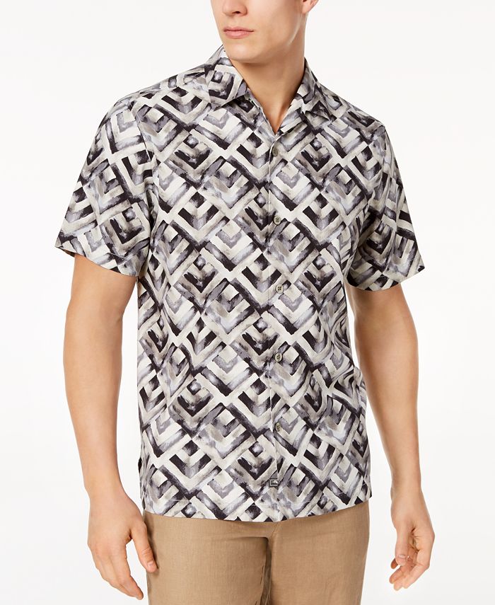 Tommy Bahama Men's Geo Lounge Silk Shirt, Created for Macy's & Reviews ...