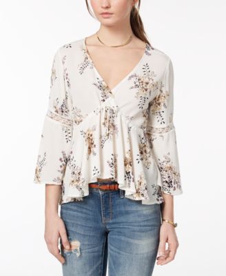 American Rag - Juniors' Lace-Up Babydoll Top