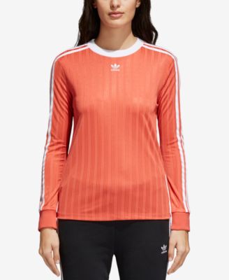 adidas originals three stripe sweatshirt in orange