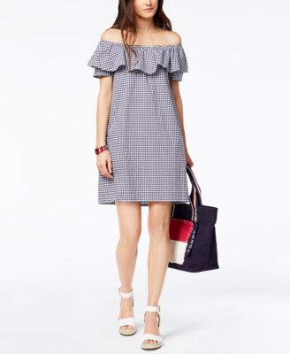 tommy hilfiger off the shoulder dress