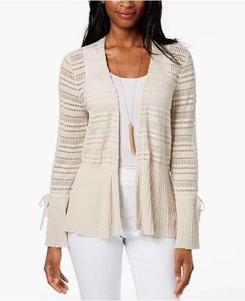 Style & Co Cotton Pointelle Peplum Cardigan, Created for Macy's