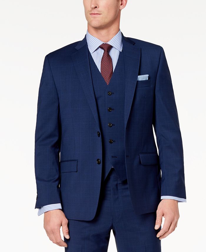 Lauren Ralph Lauren Men's Big & Tall Classic-Fit Ultraflex Navy Plaid ...
