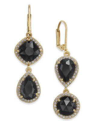 kate spade new york - Gold-Tone Crystal Asymmetrical Double Drop Earrings