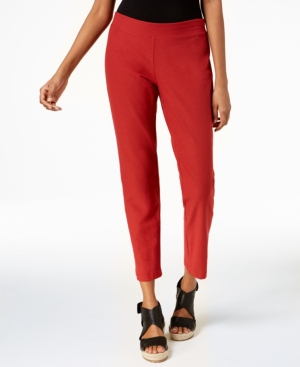 Shop Eileen Fisher Washable Crepe Slim-leg Ankle Pants, Regular & Petite In Russet
