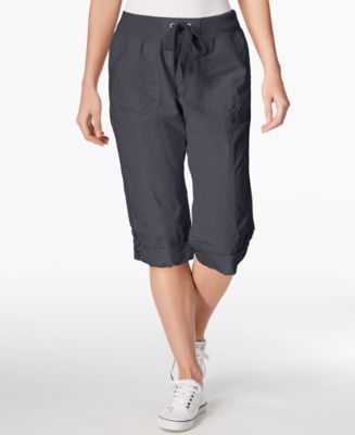 Calvin Klein Poplin Convertible Capri Cargo Pants - Macy's