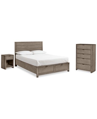 Tribeca Grey Storage King Platform Bedroom Furniture, 3-Pc ...