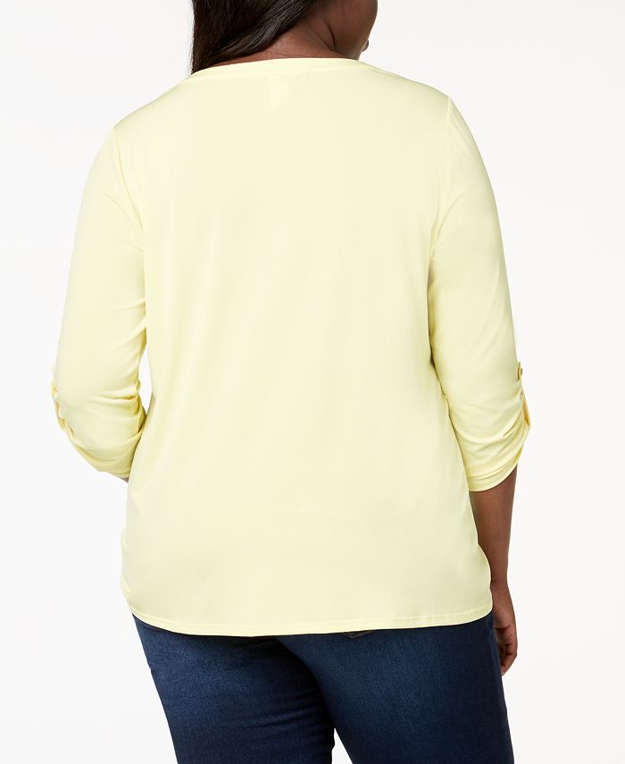 NY Collection Plus Size Pleated Top - Macy's