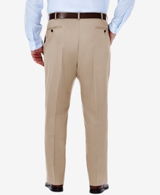 Men's Big & Tall Premium No Iron Khaki Classic Fit Flat Front Hidden Expandable Waistband Pants