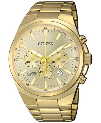 Citizen - Men's Chronograph Quartz Gold-Tone Stainless Steel Bracelet Watch 40mm