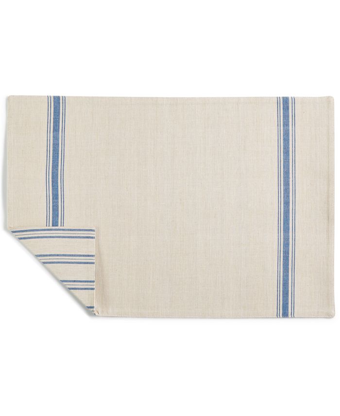 Martha Stewart Collection CLOSEOUT! Striped Navy Cotton Placemat, Created for Macy's Macy's
