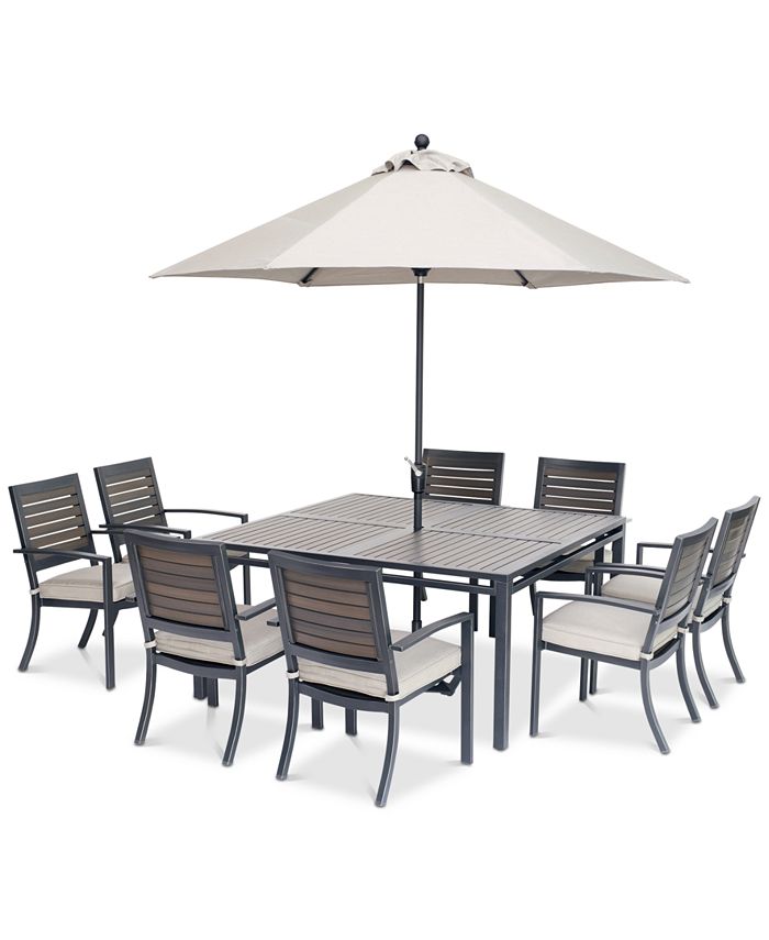 Furniture Marlough Ii Outdoor Aluminum, 8 Piece Patio Dining Set With Umbrella