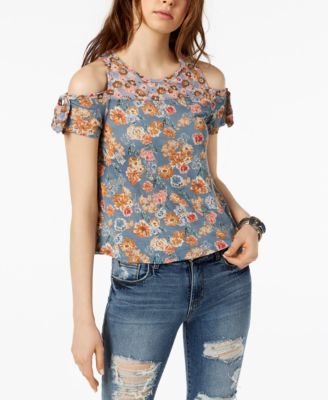 Lucky Brand - Ruffled Cold-Shoulder T-Shirt