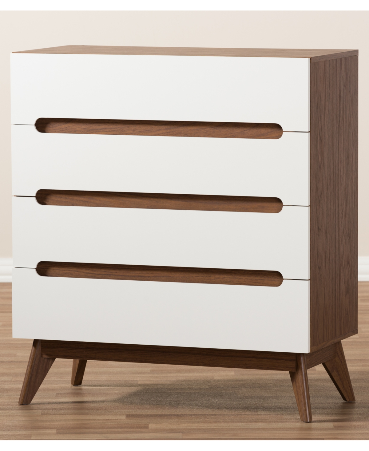 Macy's Calypso 4-drawer Chest In White,walnut