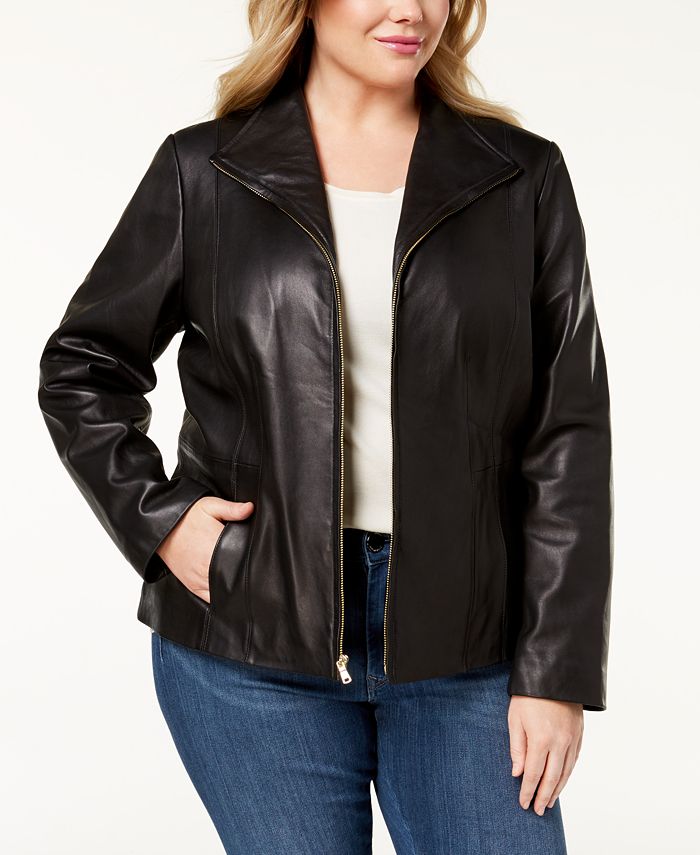 Cole Haan Plus Size Leather Jacket & Reviews - Coats & Jackets - Women ...