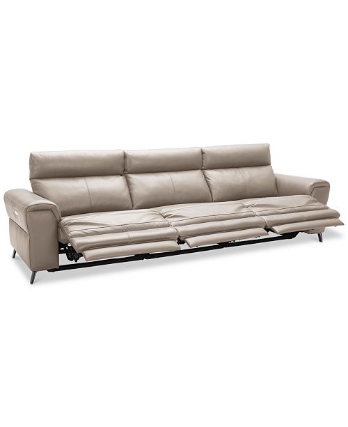 Furniture Raymere 3 Pc Leather Sectional Sofa With 3 Power