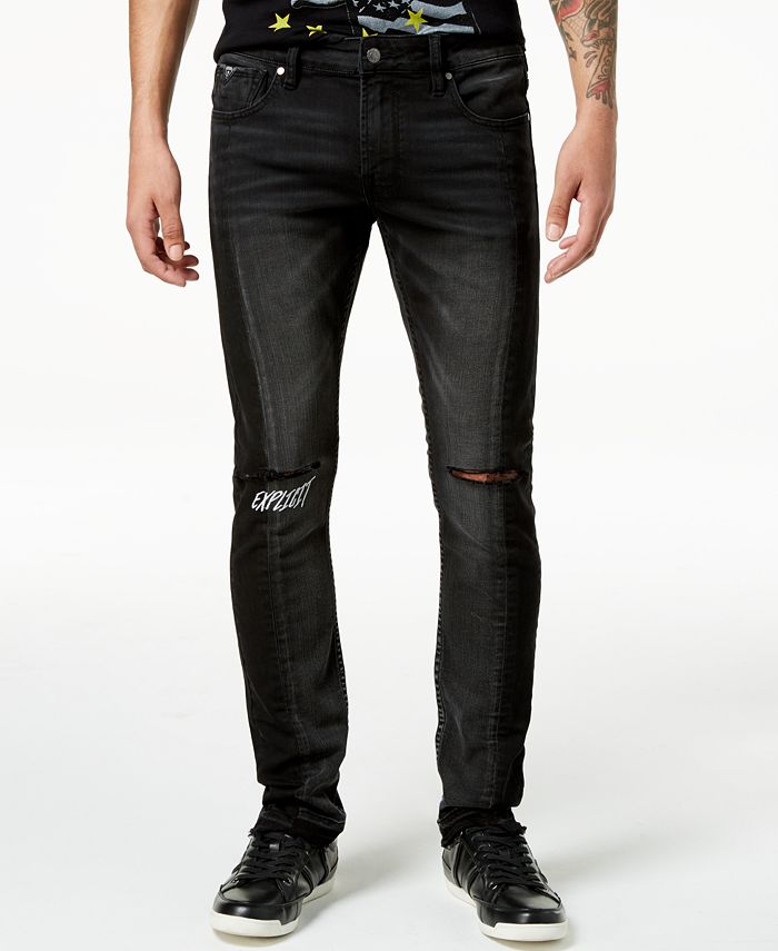 GUESS Men's Ripped Skinny Fit Stretch Jeans & Reviews - Jeans - Men ...