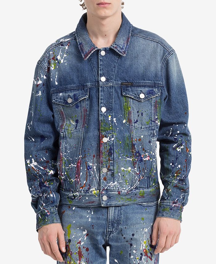 Calvin Klein Jeans Men's Sterling Blue Denim Trucker Jacket - Macy's