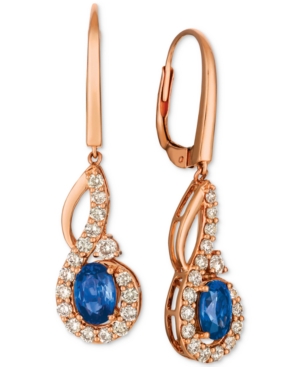 image of Le Vian Strawberry & Nude Blueberry Sapphire (1-1/10 ct. t.w.) & Diamond (5/8 ct. t.w.) Drop Earrings in 14k Rose Gold