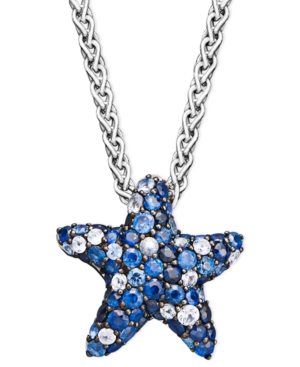 image of Sapphire Splash by Effy Multicolor Sapphire Pave Starfish Pendant Necklace in Sterling Silver (2-3/4 ct. t.w.)