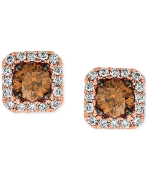image of Le Vian Chocolatier Diamond (3/4 ct. t.w.) Halo Stud Earrings in 14k White Gold, Rose Gold or Yellow Gold.