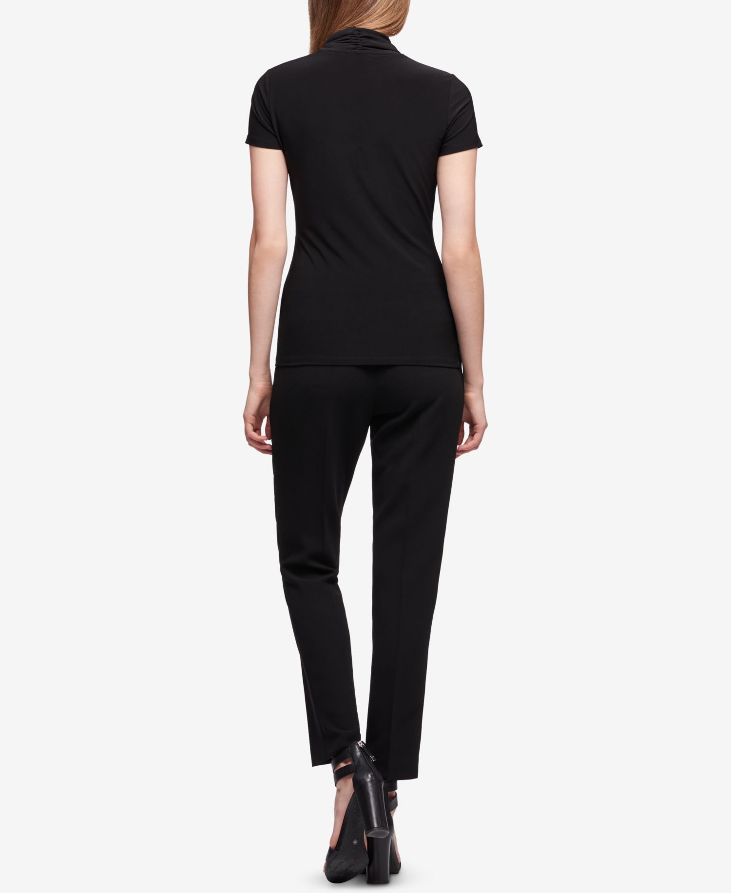 Petite Draped Surplice Blouse
