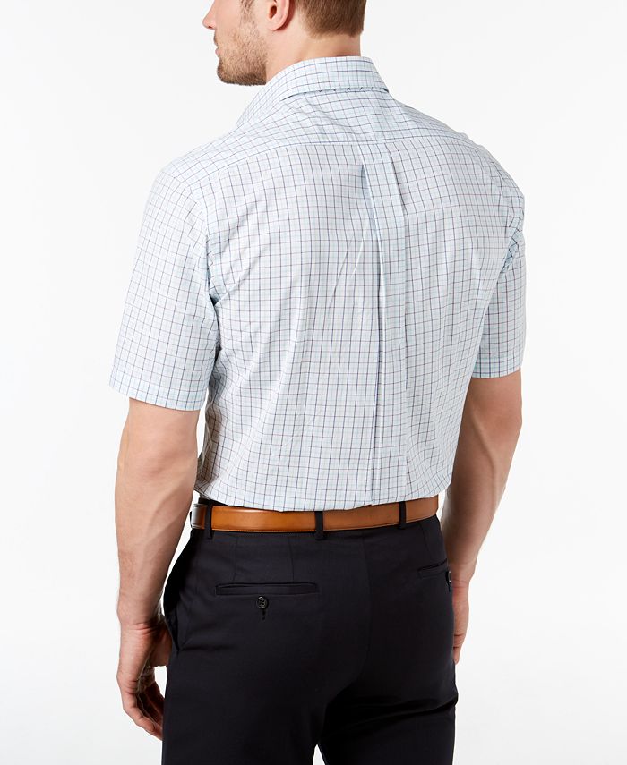 Club Room Men's Classic/Regular Fit Outline Tattersall Short Sleeve