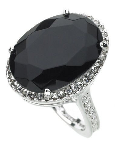 GUESS Ring, Silver-Tone Black Crystal - Jewelry & Watches - Macy&#39;s