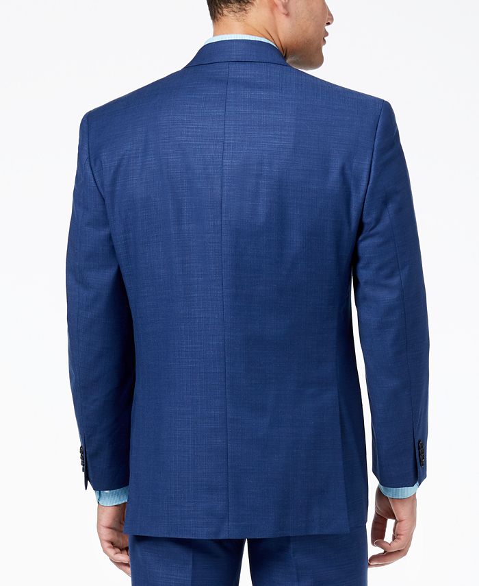 Sean John Men's Classic-Fit Stretch Solid Blue Textured-Grid Suit ...