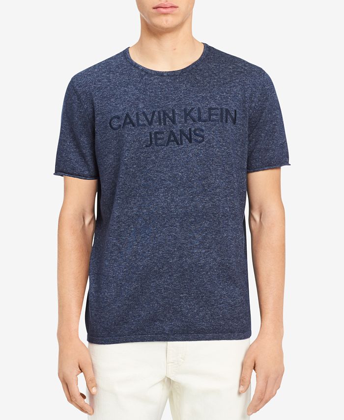 Calvin Klein Jeans Men's Marled Embroidered-Logo T-Shirt - Macy's