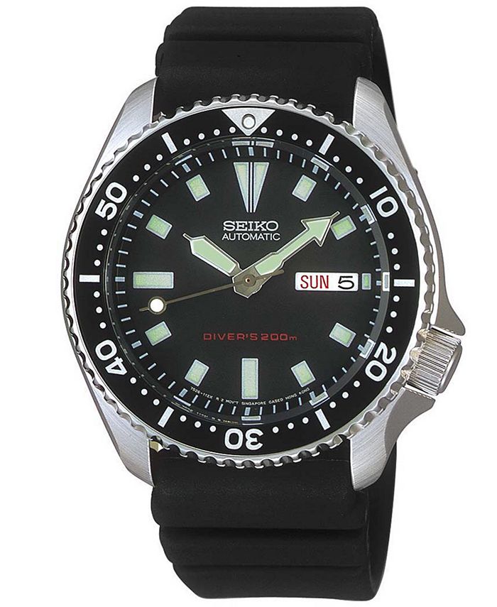 Seiko Men's Automatic Diver Black Polyurethane Strap Watch 40mm SKX173 &  Reviews - Macy's