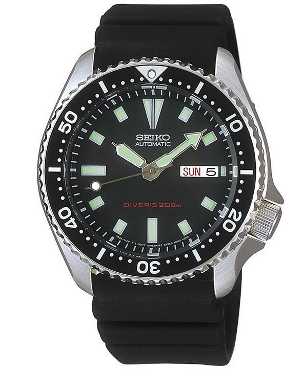 seiko black automatic diver men's watch