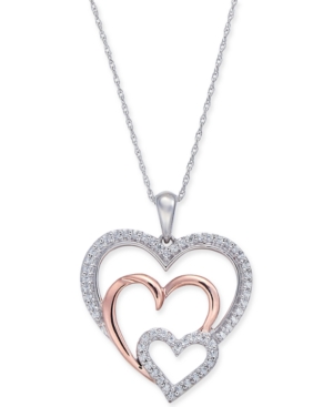 image of Diamond Two-Tone Triple Heart 18