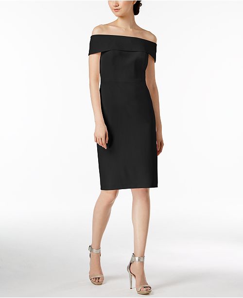 Calvin Klein Petite Off-The-Shoulder Sheath Dress & Reviews - Dresses ...