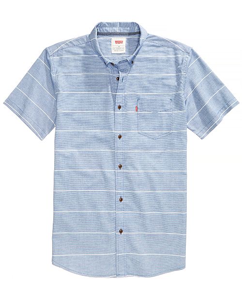 Levi's Men's Slim-Fit Striped Short-Sleeve Oxford Shirt & Reviews ...