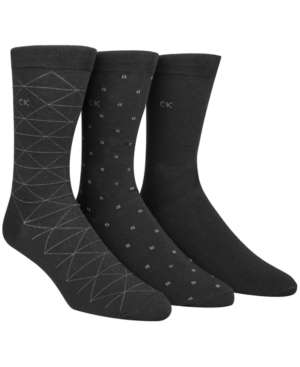image of Calvin Klein Men-s Socks, Fashion Geometric Crew 3 Pack