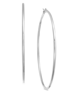 image of Essentials Medium Silver Plated Wire Tube Large Hoop Earrings