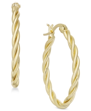 image of Essentials Small Gold Plated Twisted Small Hoop Earrings s