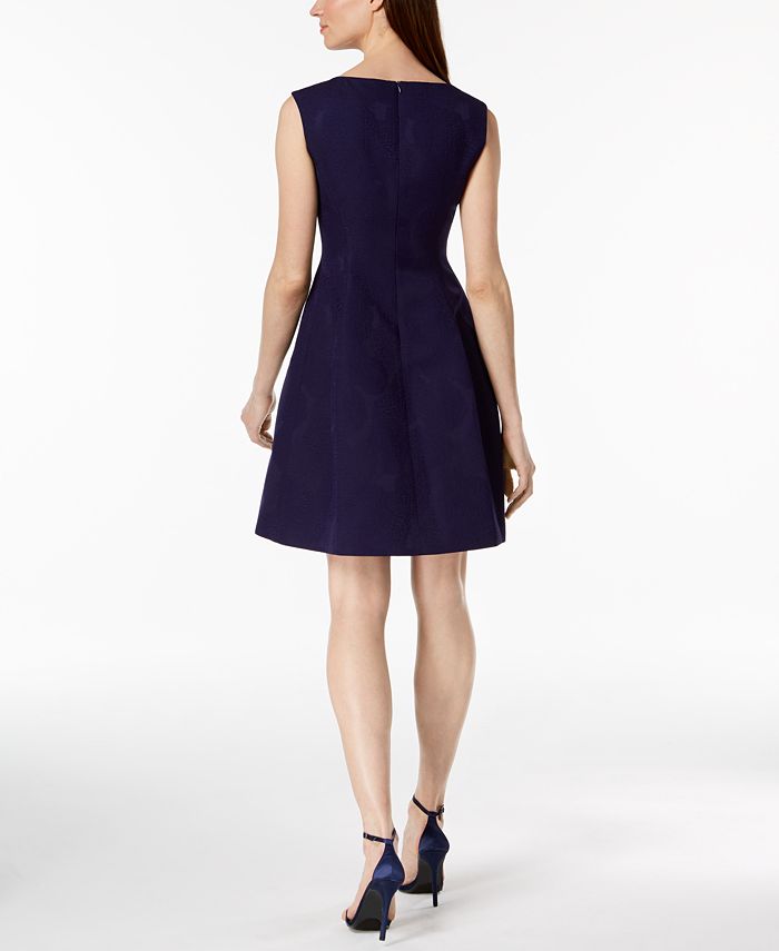Anne Klein Jacquard Fit & Flare Dress - Macy's