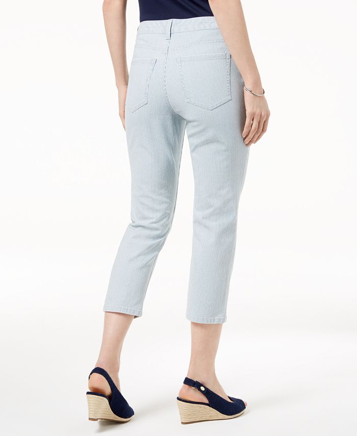 Charter Club Petite Striped Cropped Jeans, Created for Macy's - Macy's