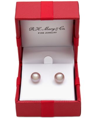 Cultured Freshwater Pearl Stud 14k Yellow Gold Earrings (8mm)