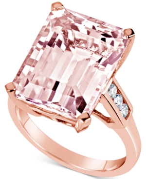 image of Morganite (13 ct. t.w.) & Diamond (1/5 ct. t.w.) Ring in 14k Rose Gold