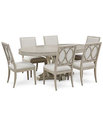 Furniture - Rachael Ray Cinema Round Dining , 7-Pc. Set (Expandable Dining Table & 6 Upholstered Side Chairs)